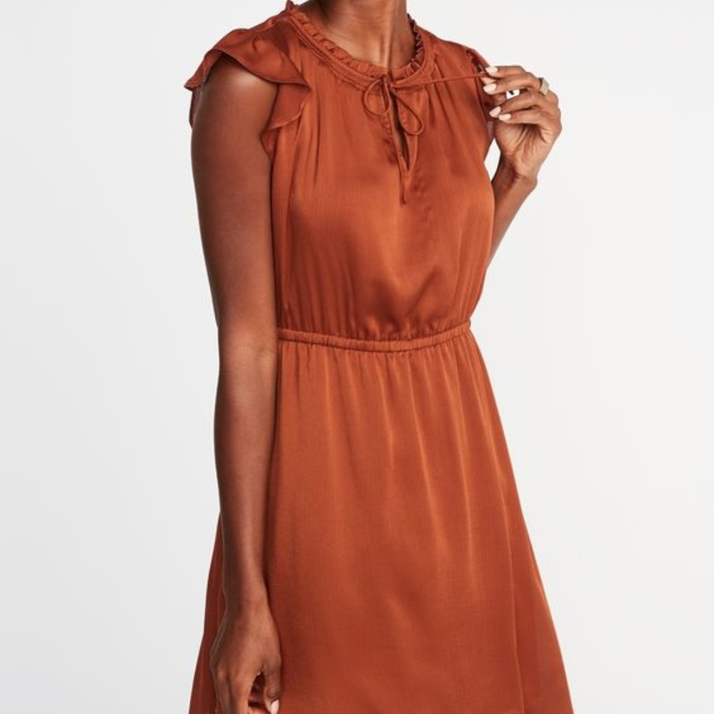 Burnt Orange Old Navy Flutter Sleeve Dress